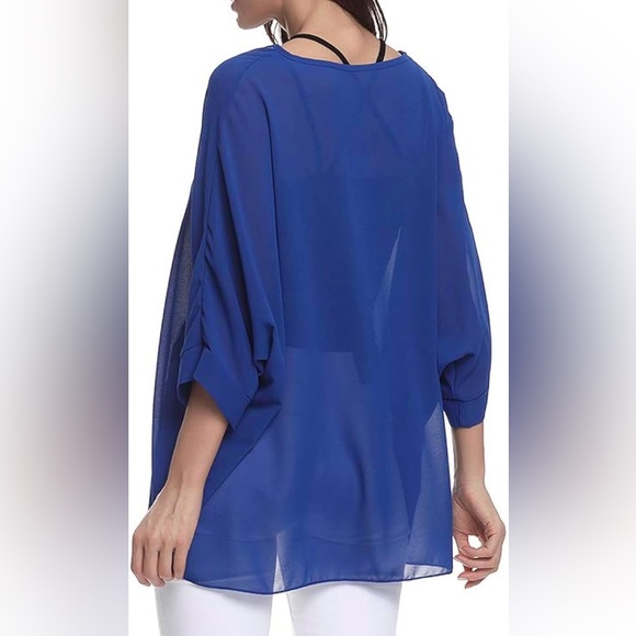 NWT Cobalt Blue Flowy Batwing Top - Picture 5 of 9